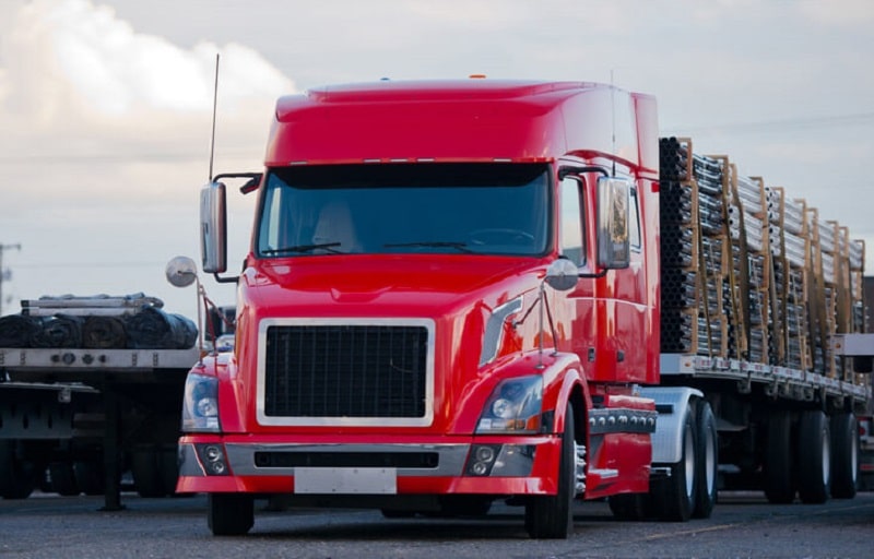 Big red semi truck